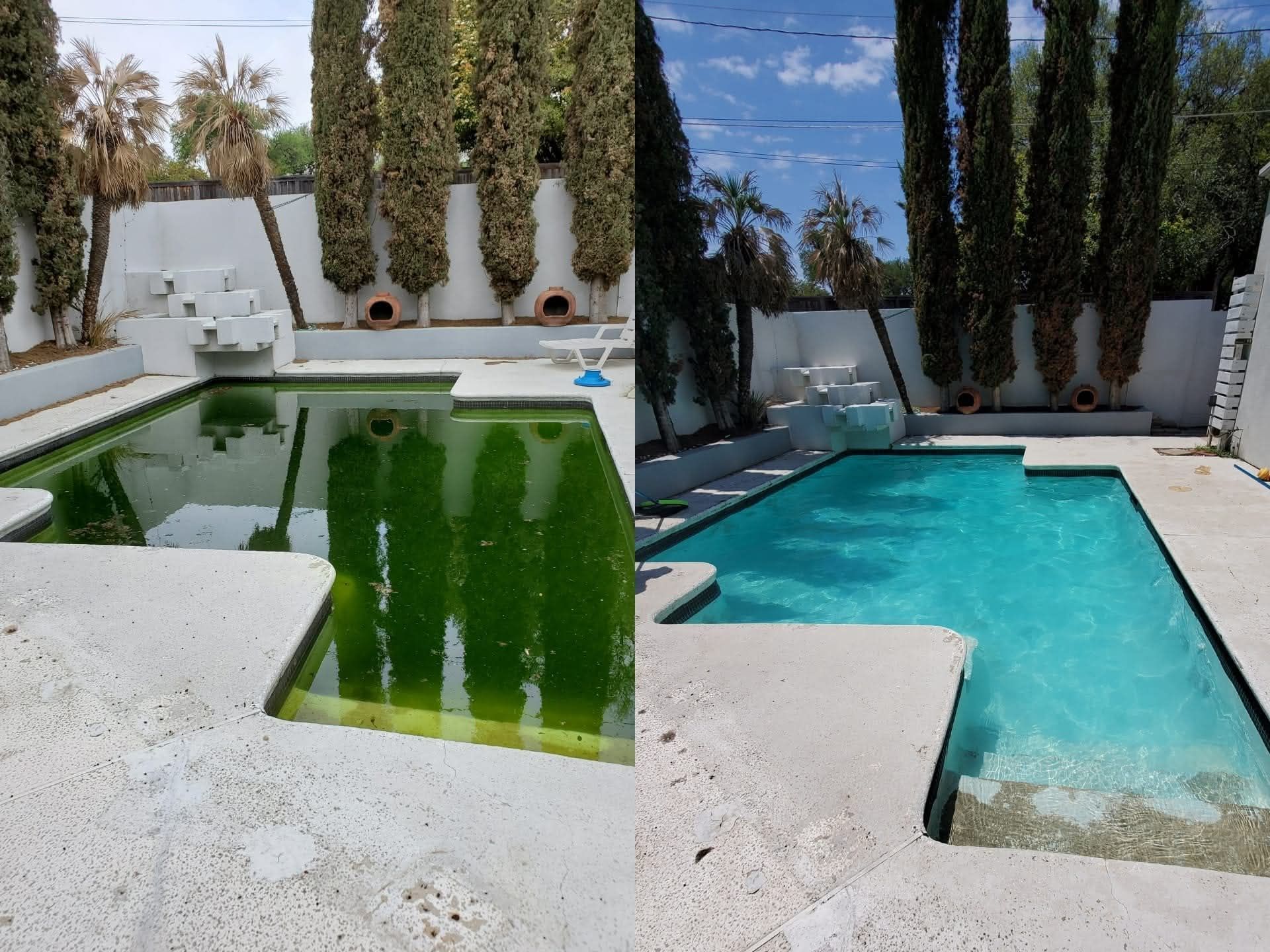 Green pool recovery to clean pool