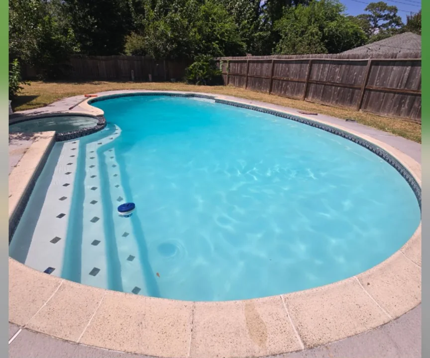 Residential pool after Aqua Heart Pools green-to-clear treatment